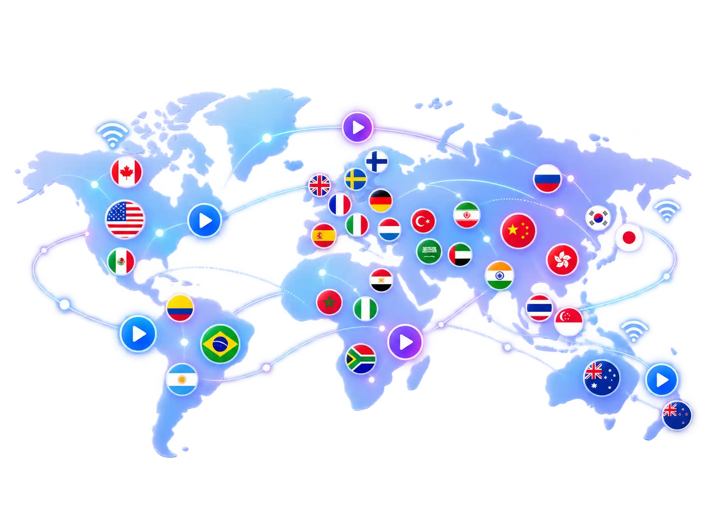 Hulux TV world map of IPTV channel destinations